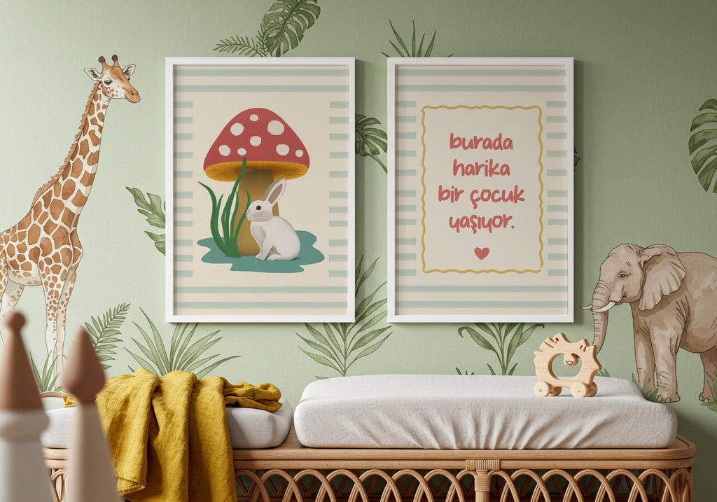 Harika Çocuk Ormanda - Çocuk Odası Çerçeveli Poster Seti