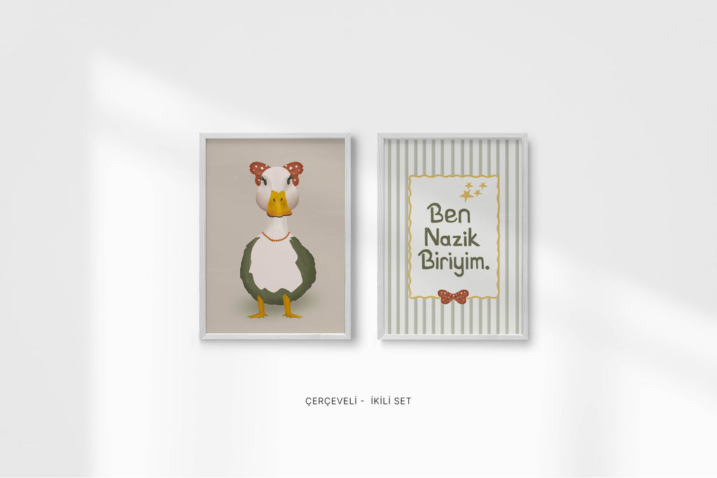 Nazik Ördek Kız - Çocuk Odası Çerçeveli Poster Seti