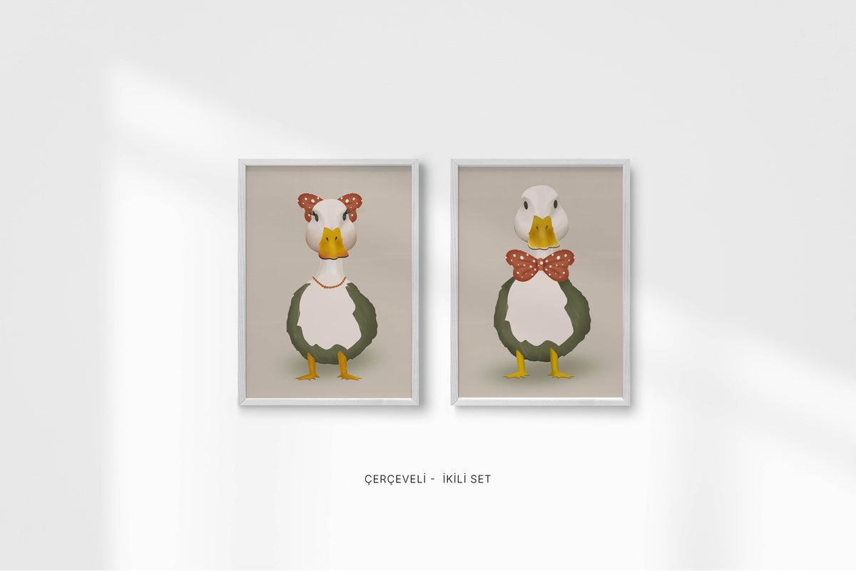 Ördek Çocuklar - Çocuk Odası Çerçeveli Poster Seti